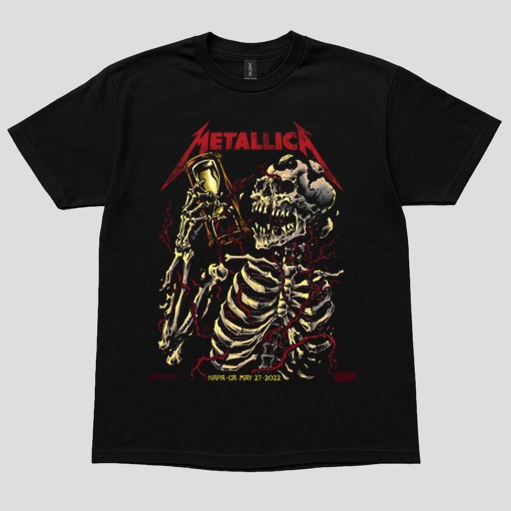 Metallica Skeleton Hourglass Black Cotton T Shirt